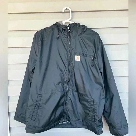 Carhartt Women’s Fleece Lined Hooded Full Zip Nylon Black Jacket Sz L - Picture 3 of 16